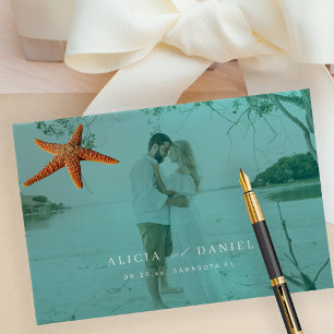 Modern photo summer ocean beach photo wedding guest book