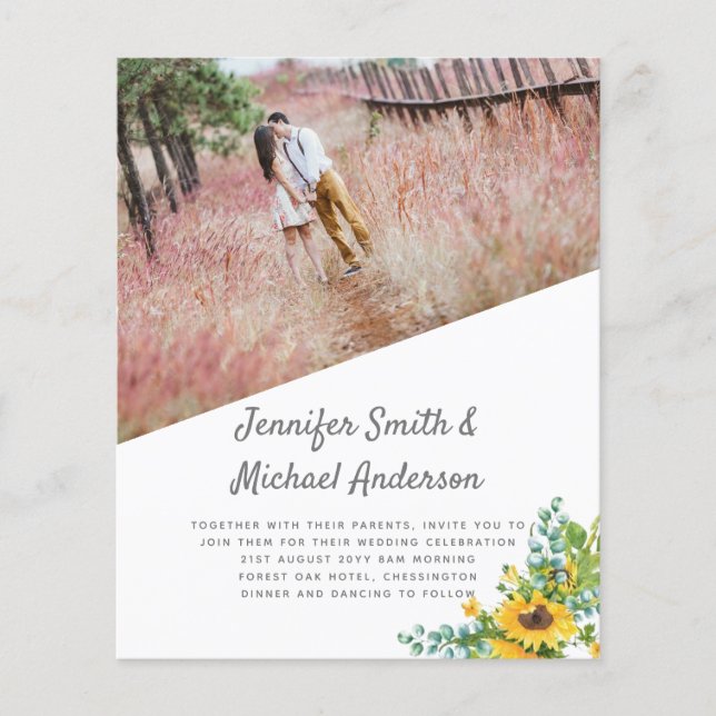 Modern Photo Sunflowers Wedding Invite Save Date (Front)