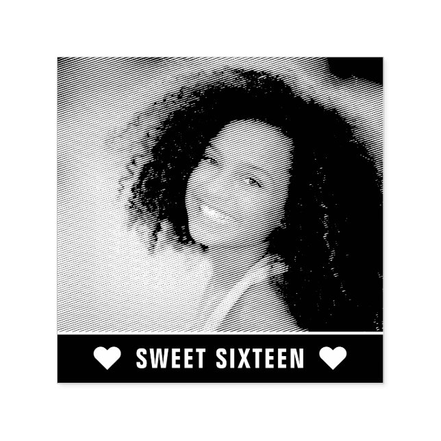 Modern Photo Sweet Sixteen Hearts Self-inking Stamp (Design)