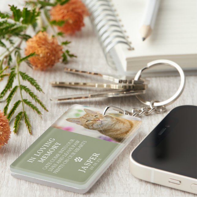 Modern Photo & Sympathy Quote Pet Loss Memorial Key Ring (Front Right)