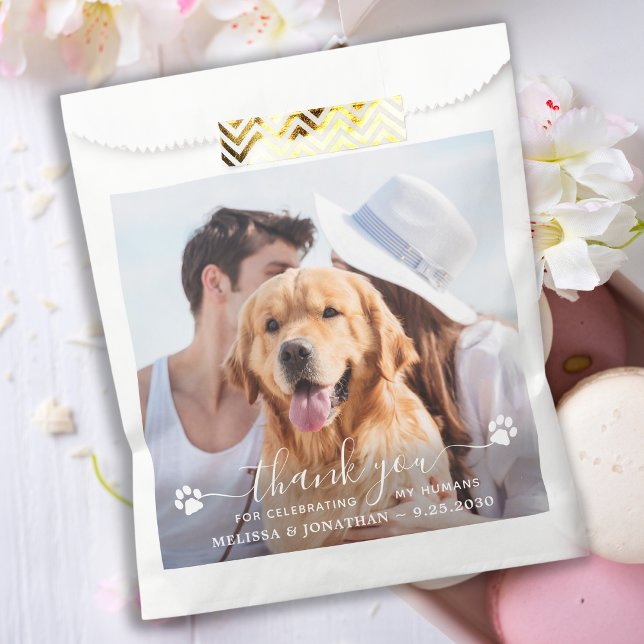 Modern Photo Thank You Pet Dog Treat Wedding Favour Bag (Creator Uploaded)