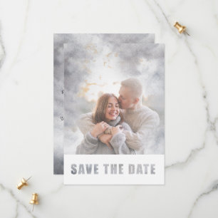 Modern Photo Transparent Text Overlay Wedding Save The Date