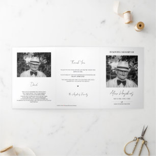 Modern Photo Tri-Fold Funeral Memorial Program Announcement