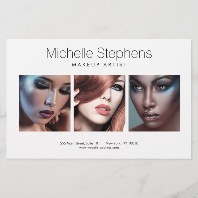 Modern Photo Trio for Makeup Artists, Stylists Flyer (Front)
