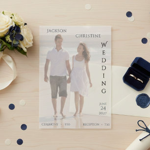 Modern Photo Typography Beach Wedding Acrylic Invitations