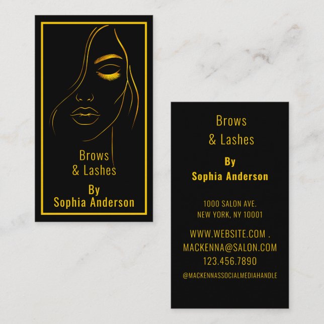 Modern Photo Typography  Brows Lashes Tech  Business Card (Front/Back)