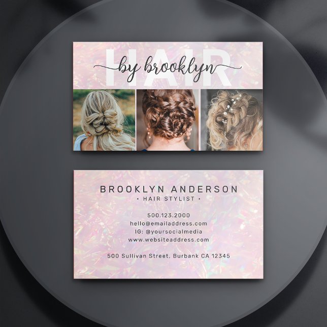 Modern Photo Typography Hair Stylist Business Card (Creator Uploaded)