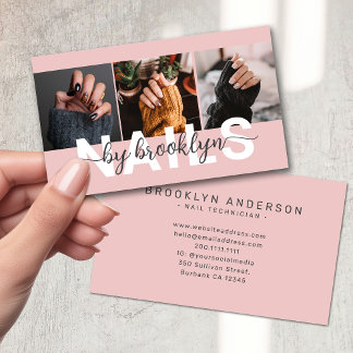 Modern Photo Typography Nail Artist Business Card