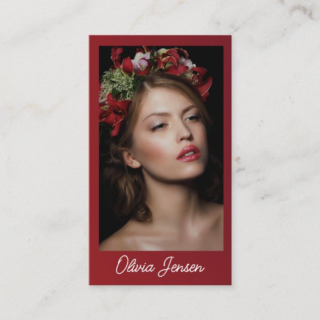 Modern Photo Typography Photographer QR Code Business Card (Front)