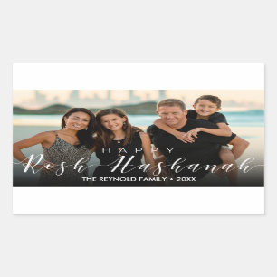 Modern Photo Typography Rosh Hashanah New Year Rectangular Sticker