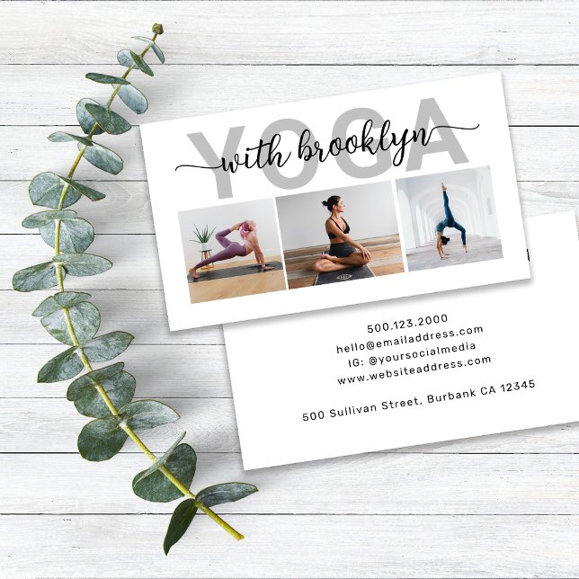 Modern Photo Typography Yoga Instructor Business Card (Creator Uploaded)