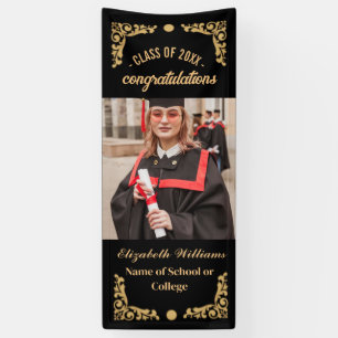Modern  Photo Vertical Graduation Party Banner