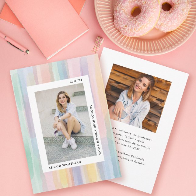 Modern Photo Watercolor Graduation Announcement (Creator Uploaded)