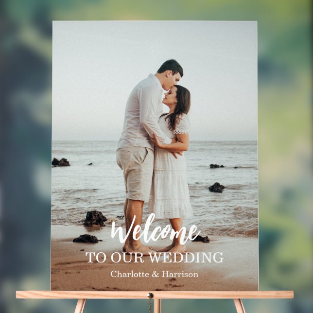 Modern Photo Wedding Acrylic Sign (Neutral)