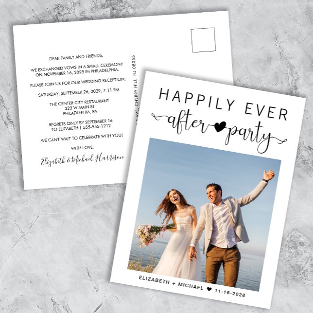 Modern Photo Wedding After Party Reception Postcard (Creator Uploaded)