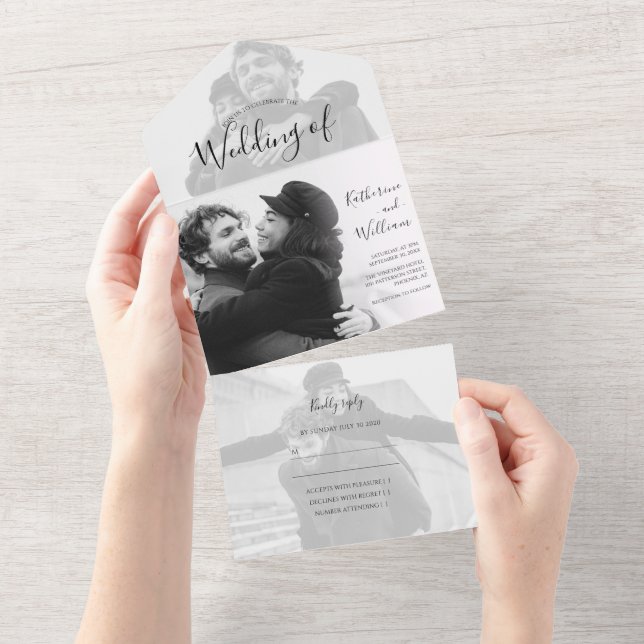 Modern  Photo Wedding All In One Invitation (Tearaway)