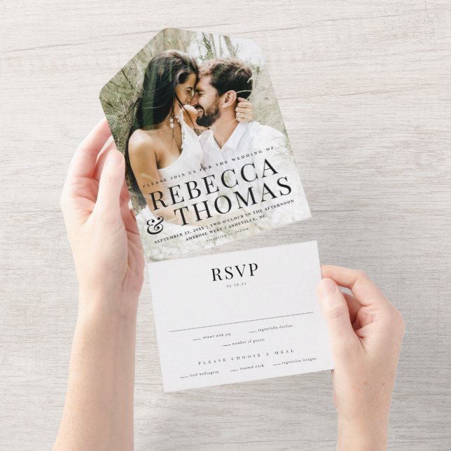 Modern Photo Wedding All In One Invitation (Tearaway)