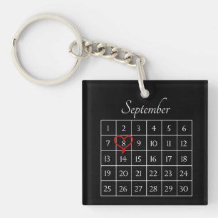 Modern Photo Wedding Anniversary Custom Calendar Key Ring