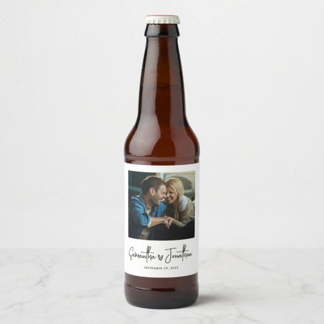 Modern Photo Wedding  Beer Bottle Label (Front)