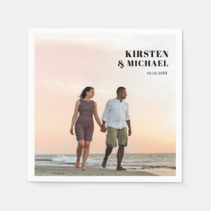 Modern photo wedding card invitation napkin