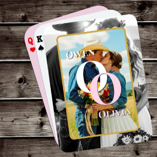 Modern Photo Wedding Cards, Cowboy Frame, Initials Playing Cards