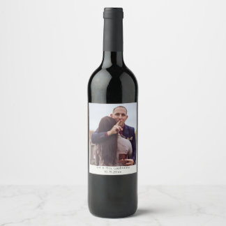 Modern Photo Wedding Custom Wine Label