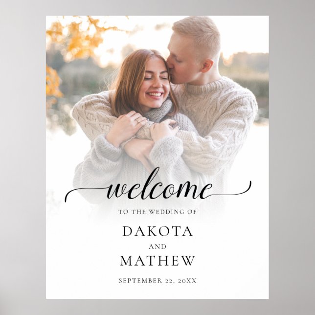 Modern Photo Wedding Handwritten Welcome Poster (Front)