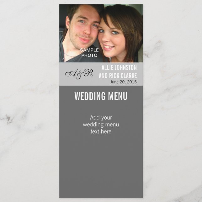 Modern Photo Wedding Menu Cards (Front)