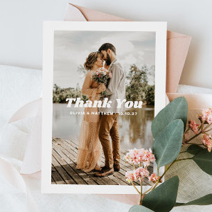 Modern Photo Wedding   Minimalist Clean Typography Thank You Card