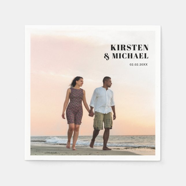 Modern photo wedding  napkin (Front)