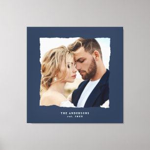 Modern photo wedding personalised est. in canvas print