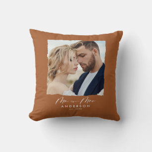 Modern photo wedding personalised Mr and Mrs Cushion