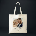 Modern photo wedding personalised mr and mrs tote bag<br><div class="desc">Modern simple torn edges burgundy effect photo wedding personalised mr and mrs</div>
