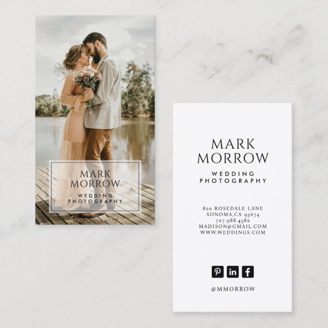 Modern Photo Wedding Photographer Business Card (Front/Back)
