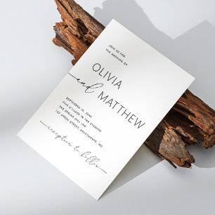 Modern Photo Wedding + QR Code   Clean Typography Invitation