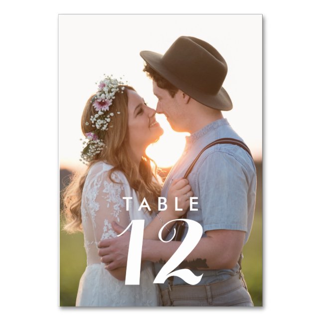 Modern Photo Wedding Reception  Table Number (Front)