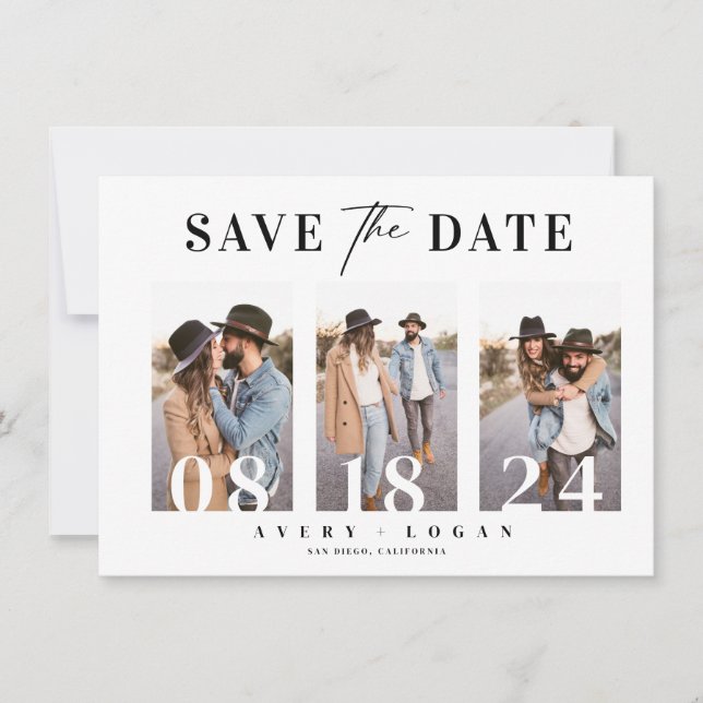 Modern Photo Wedding  Save The Date (Front)