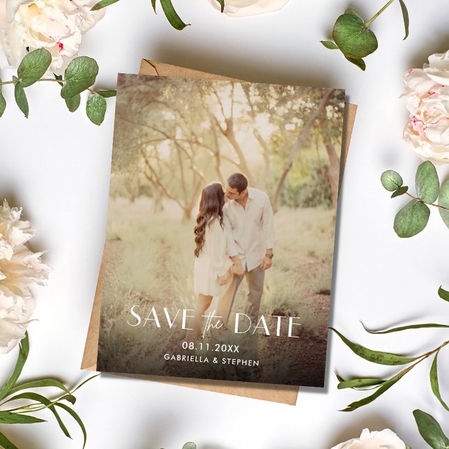 Modern Photo Wedding Save the Date Announcement Postcard (Modern Photo Wedding Save the Date)