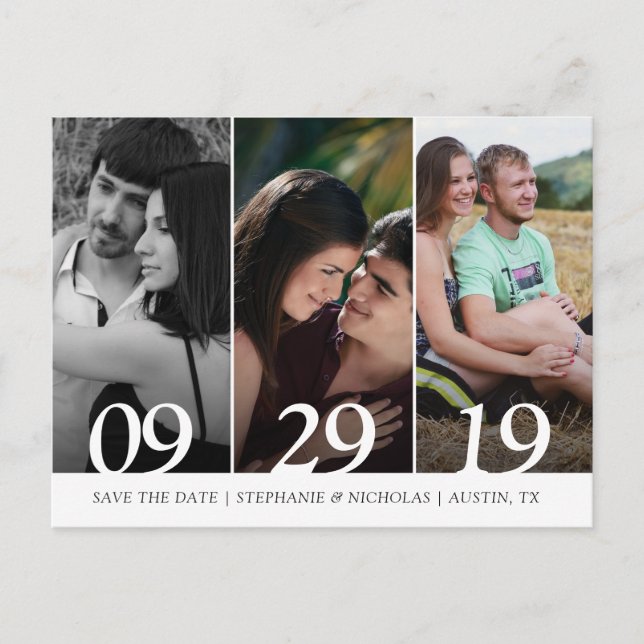 Modern photo wedding save the date announcement postcard (Front)