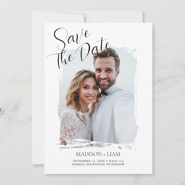 Modern Photo Wedding Save the Date Card (Front)