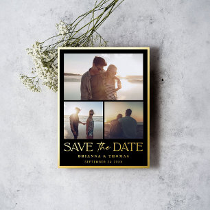 Modern Photo Wedding Save the Date Gold Foil Invitation Postcard