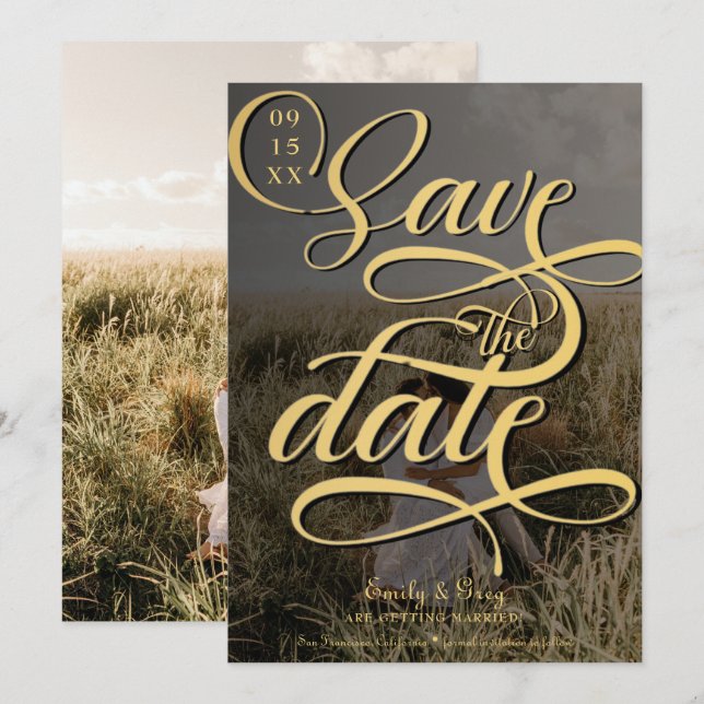 Modern Photo Wedding Save the Date Invitation (Front/Back)