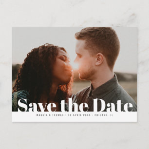 Modern photo wedding save the date postcard