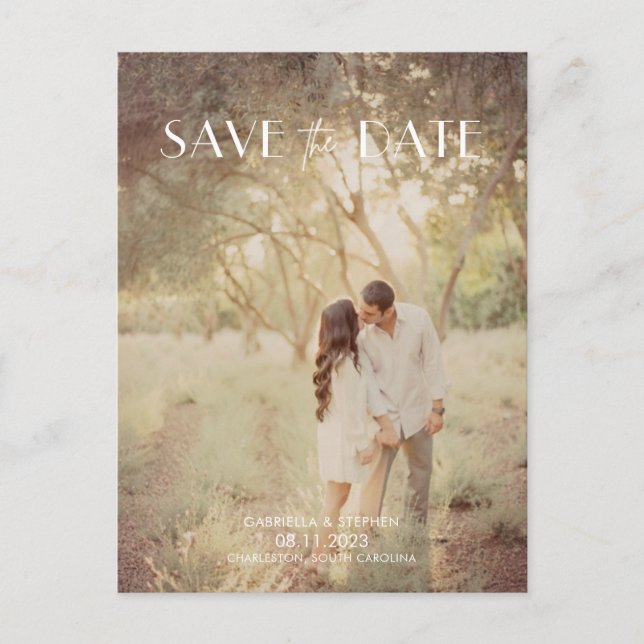 Modern Photo Wedding Save the Date Postcards (Front)