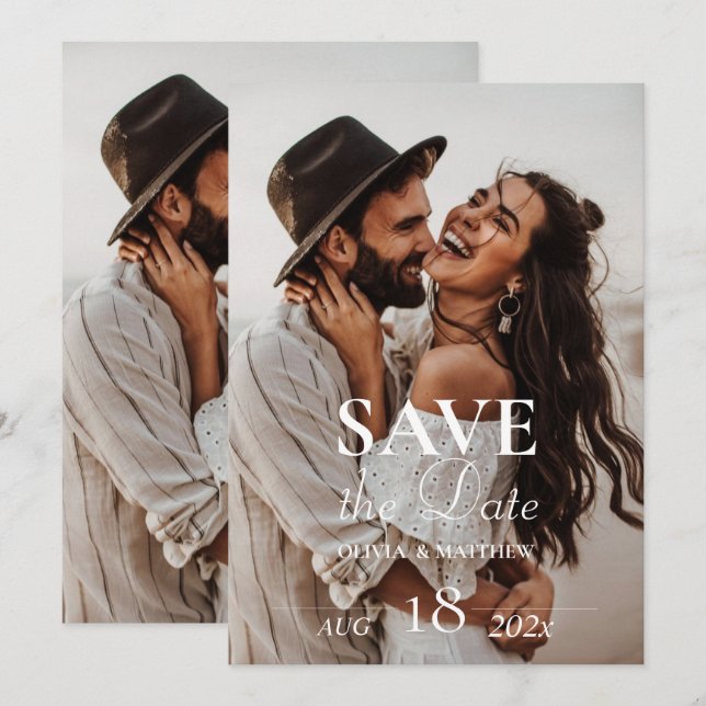 Modern Photo Wedding Save the Dates  Date (Front/Back)