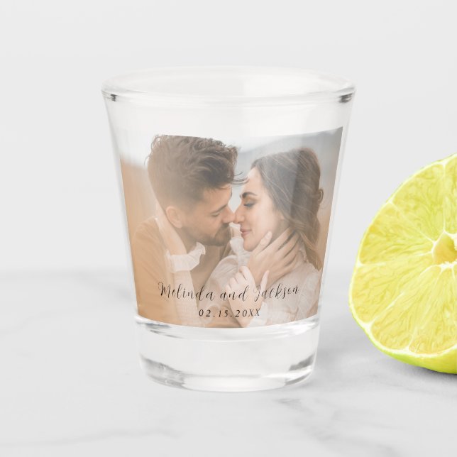 Modern Photo Wedding Shot Glass (Front)