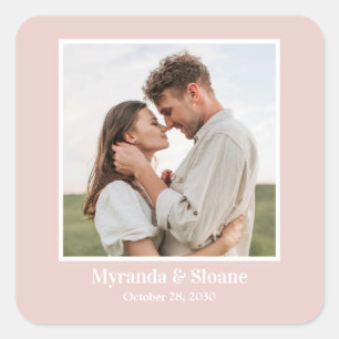 Modern Photo Wedding Square Sticker