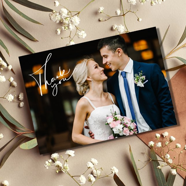 Modern Photo Wedding Thank You Card (Modern Photo Wedding Thank You Card)