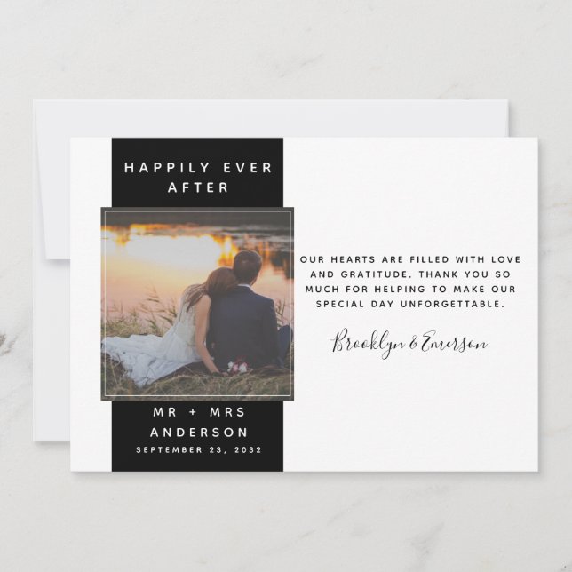 Modern Photo Wedding Thank You Card (Front)