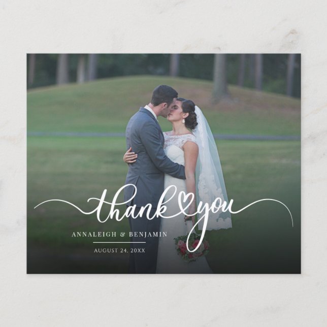 Modern Photo Wedding Thank You Card (Front)